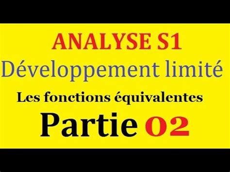 Analyse I D Veloppement Limit Les Fonctions Quivalentes Part