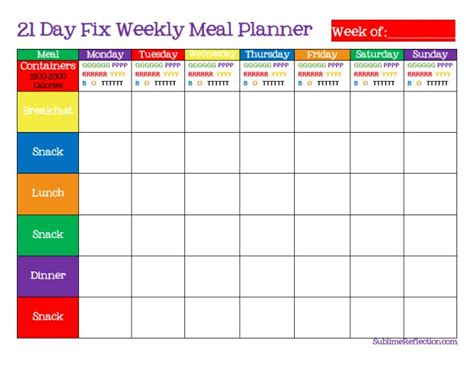 Simple Tips For Creating A 21 Day Fix Meal Plan Including Weekly Meal Planner And Shopping List