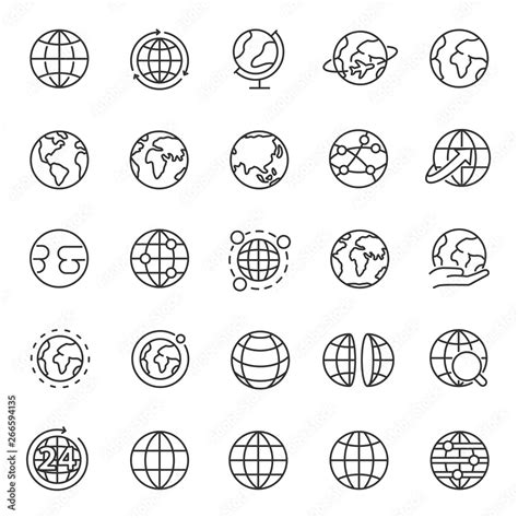 Globe Icon Set Planet Earth World Map In Different Variations