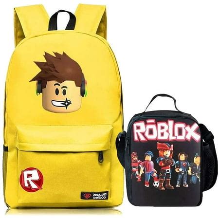 Kids Roblox School Backpack Book Bag-Students Insulated Lunch Bag-Backpack and Lunch Bag Set for ...