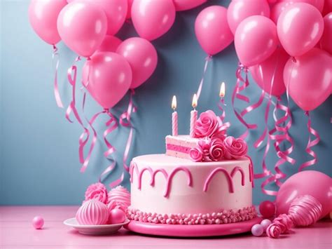 Premium AI Image | sweet pink balloons and cake