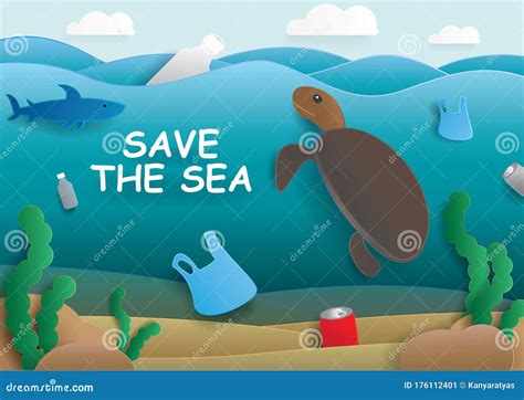 save  sea  ocean cartoon vector concept illustration stock