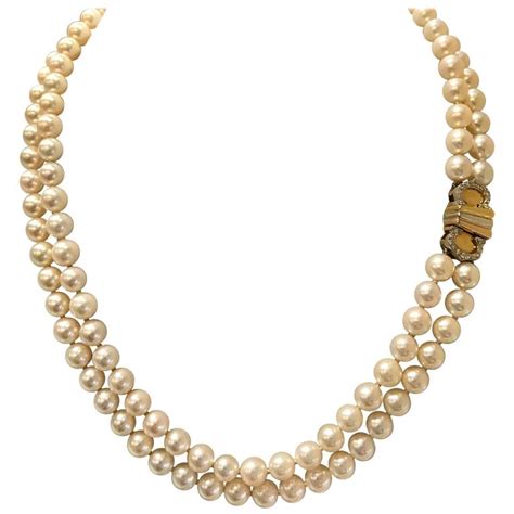 1980 S Cartier Double C Cultured Pearl Necklace For Sale At 1stdibs Vintage Cartier Pearl