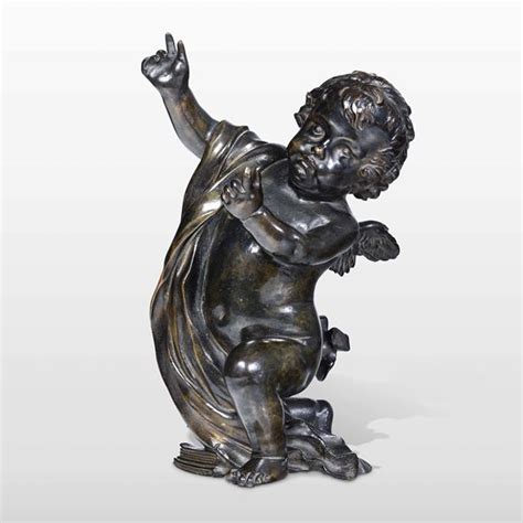 Putto Alato Bronzo Fuso Cesellato E Patinato Arte Barocca Italiana