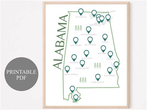 Alabama State Park Checklist Printable Pdf Digital Etsy