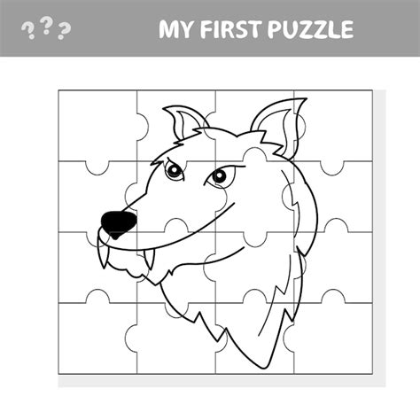 Premium Vector | Vector puzzle game for children. Puzzle with wolf ...