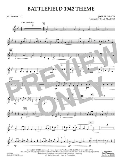 Battlefield 1942 Theme Arr Paul Murtha Bb Trumpet 3 By Joel