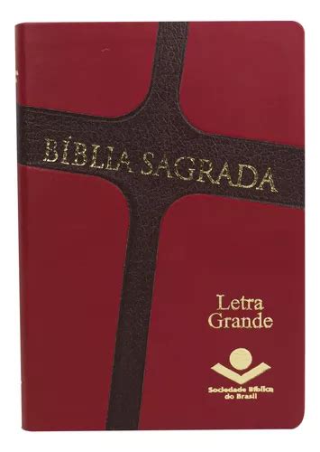 Bíblia Sagrada Letra Grande Capa couro sintético vermelha e marrom