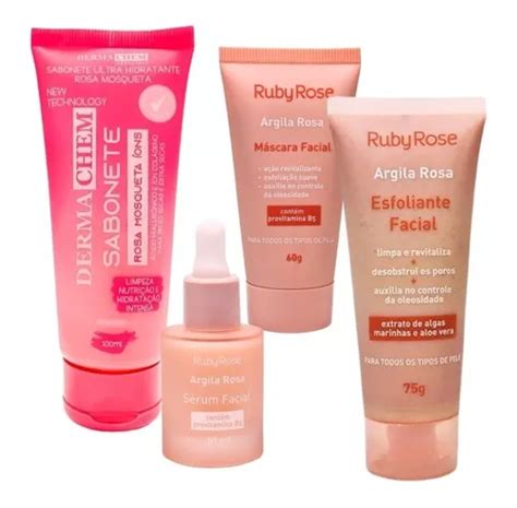 Kit Skincare Limpeza Cuidado Facial Argila Rosa Ruby Rose Mercadolivre