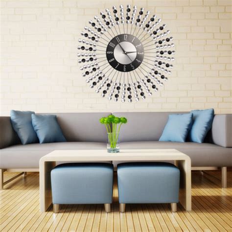 Cm Jeweled Wall Clock Beaded Crystal Sunburst Living D Cor Room On Onbuy