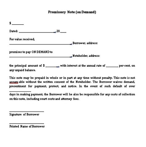 Promissory Note Sample Template Notes Template Business Letter