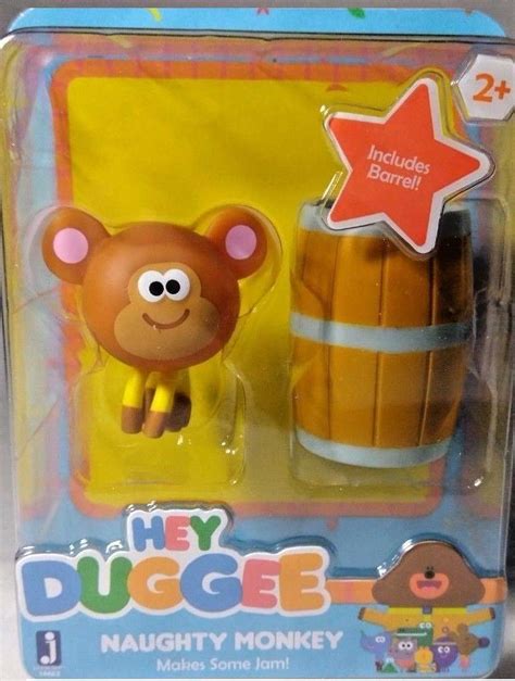 Hey Duggee Naughty Monkey Figure With Barrel From The Jam Badge Free