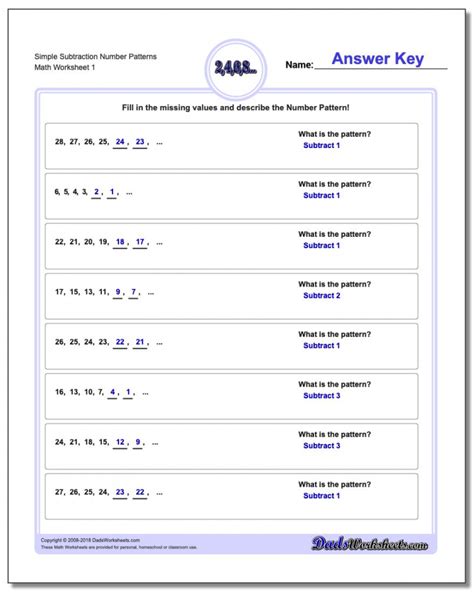 Free Math Worksheets For 4th Grade Patterns