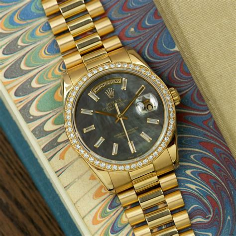 Rolex Day Date 118348 Tahitian MoP Baguettes Amsterdam Vintage Watches