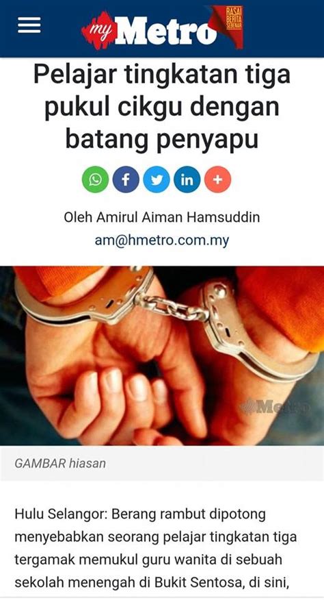 Pelajar Tingkatan 3 Pukul Cikgu Dengan Batang Penyapu Terlalu Ikut