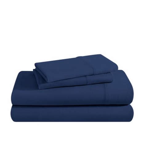 Bare Home Organic Cotton Jersey Sheet Set Dark Blue Queen Queen Qfc