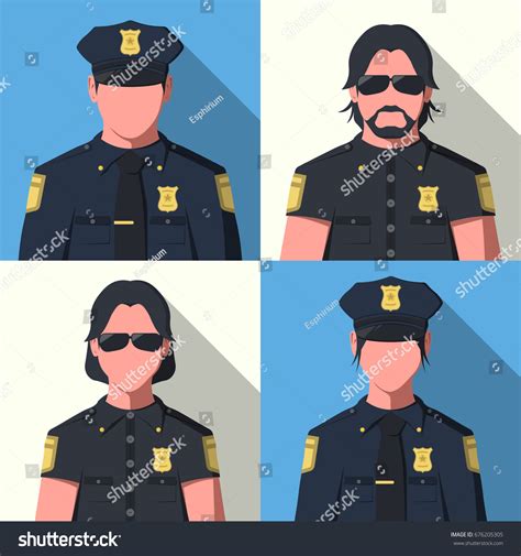 Avatars Police Officers Silhouettes Man Woman เวกเตอร์สต็อก ปลอดค่า