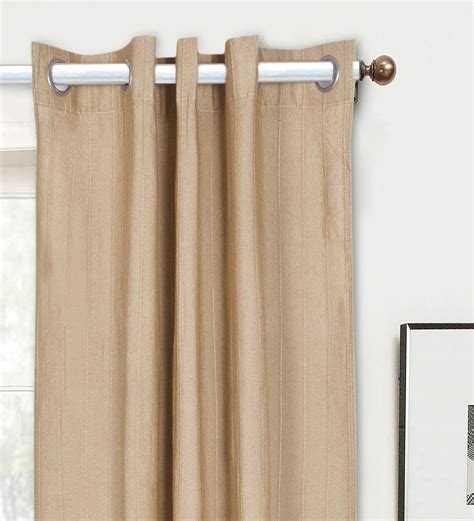 Buy Beige Solid Cotton 7 Ft Semisheer Eyelet Door Curtains Set Of 2