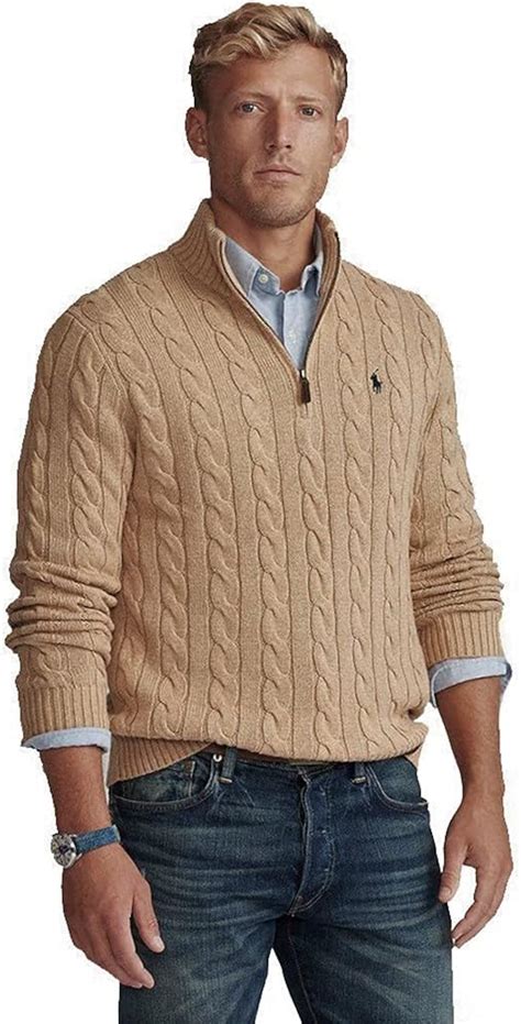 Polo Ralph Lauren Baumwollpullover Cable Knit Half Zip Amazon De Fashion