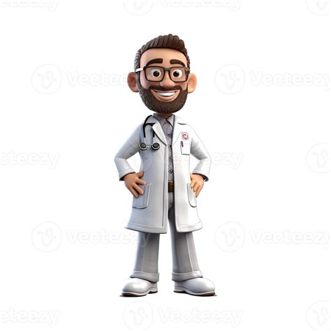 3D Happy Cartoon Doctor Cartoon Doctor On Transparent Background