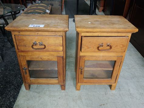 PAIR OF RUSTIC WOOD NIGHTSTANDS