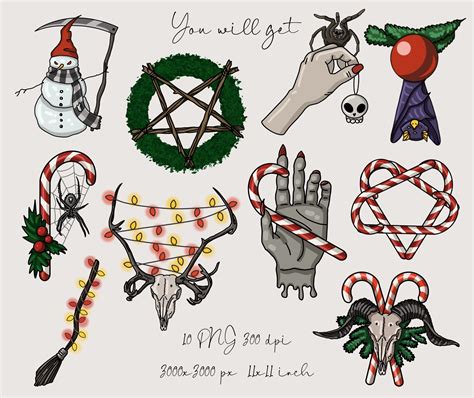 Gothic Christmas Clipart Alternative Dark Christmas Clipart By