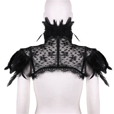 Gothic Feather Lace Cape Bolero Jacket Queerks™ Rave Halloween Costumes Rave Costumes