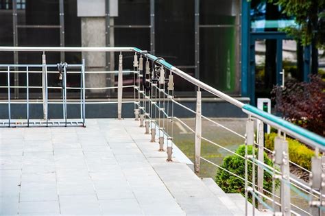 Premium Photo | Stainless steel railings and modern fasade