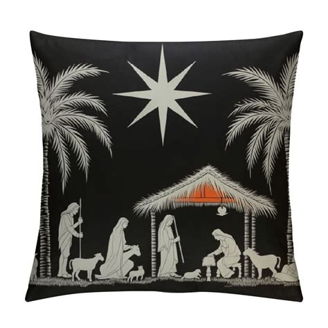 Gotuvs Farmhouse Christmas Jesus Stables Throw Pillow Covers Black