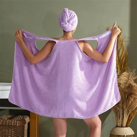 Wearable Bathrobes Women Microfiber Soft And Skin Friendly Absorbent