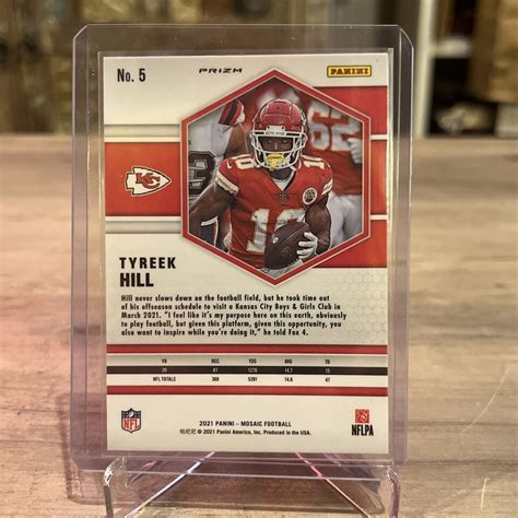 Tyreek Hill 2021 Panini Mosaic Green Prizm Parallel NFL 5 Kansas City