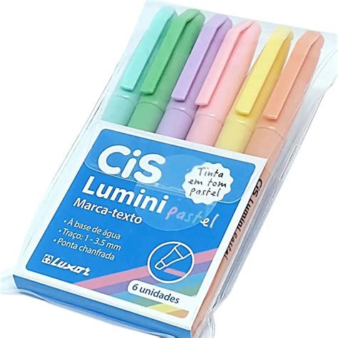 Kit Marca Texto Cis Lumini Pastel Ou Neon Kit C Cores Escolar