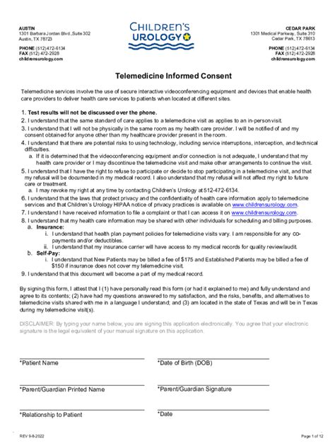 Fillable Online Telemedicine Informed Consent Austin Fax Email Print