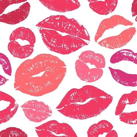 Premium Vector Lipstick Kiss Print Isolated Seamless Pattern Lips