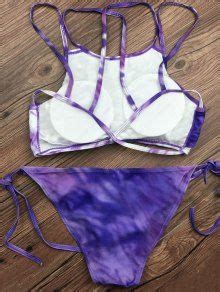 Off Tie Dyed String Bikini Set In Light Purple Zaful