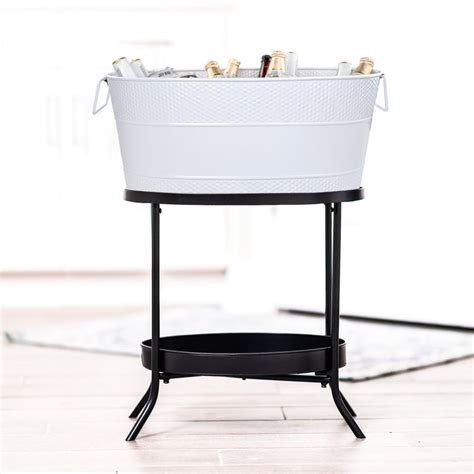 Aspen Beverage Tub With Stand In White 28 Inch Brekx Brekx Home Party