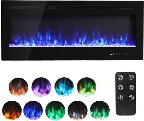 FIDOOVIVIA Electric Fireplace 40 Media Wall Fireplace With 9 LED Flame