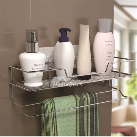 Solid No Drill Stainless Steel Metal Bathroom Shelf Bathroom