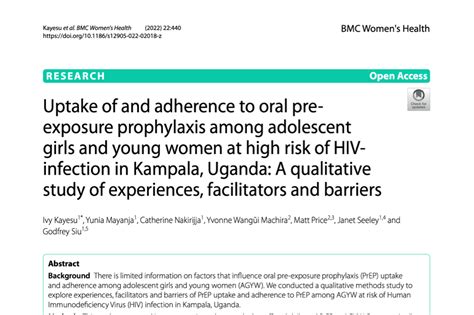 Uptake Of And Adherence To Oral Pre Exposure Prophylaxis Among Adolescent Girls And Young Women