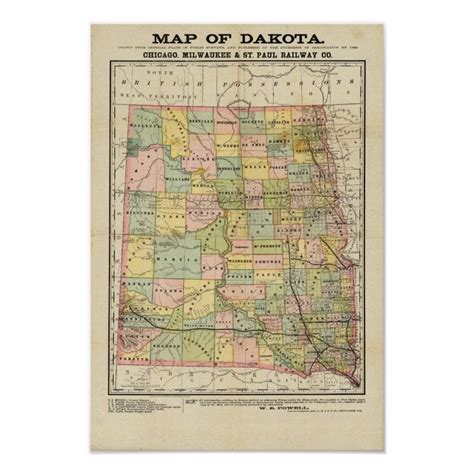 Map of Dakota Poster | Zazzle | State map art, Map art print, Vintage map