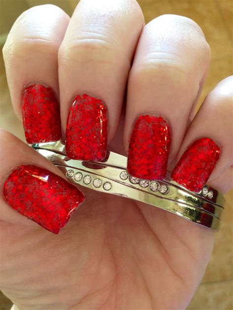 Loading Glitter Gel Nails Red Nails Glitter Bright Red Nails