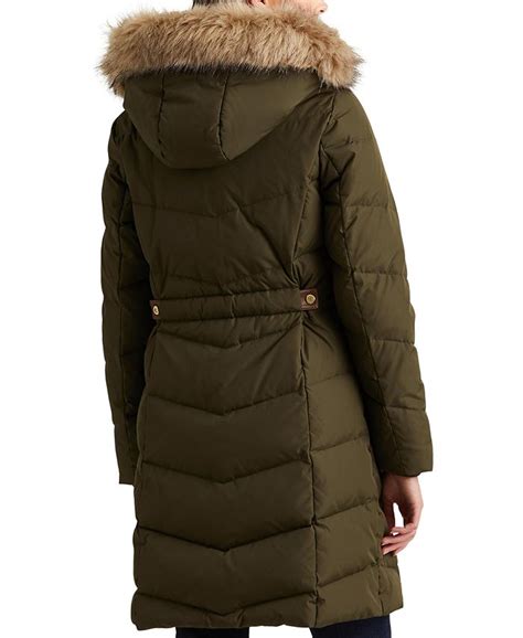 Lauren Ralph Lauren Women S Faux Fur Trim Hooded Down Puffer Coat Created For Macy S Macy S