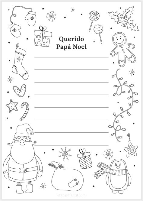Dibujos de carta papa noel para colorear | vsun