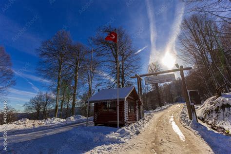 Beautiful Panoramic View Of Winter Landscape With Many Snow And Frozen