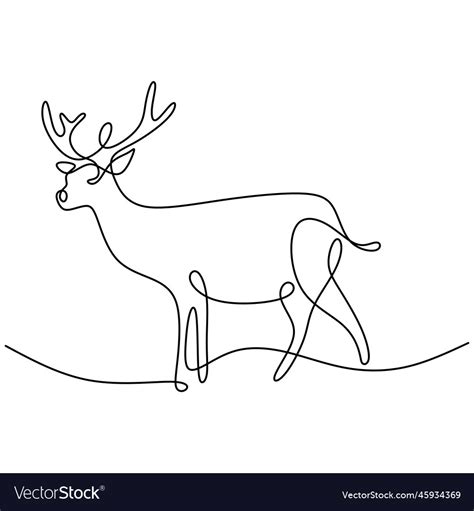 One Continuous Line Design Silhouette Of Deer Vector Image