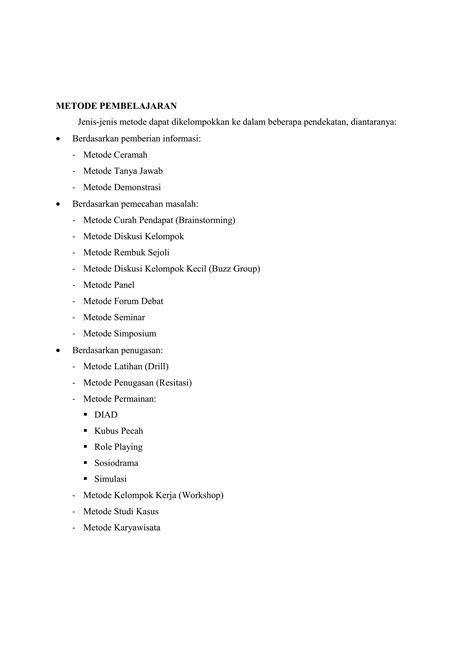 Jenis Metode Pembelajaran Pdf