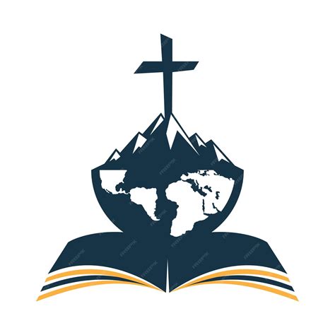 Premium Vector Global Bible Cross Logo Vector Design With Mountain