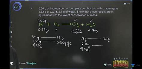 G Of Hydrocarbon On Complete Combustion With Oxygen Gave G O