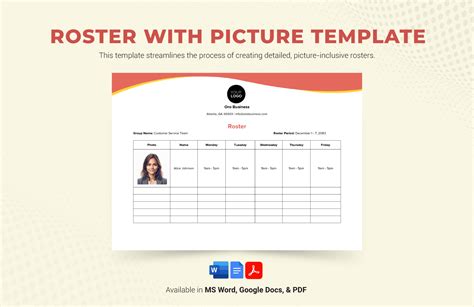 staff roster template  google docs  word  templatenet