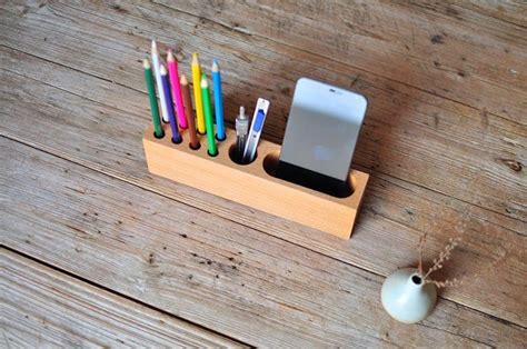 Wood Phone Holder And Pen Container Gadget Flow